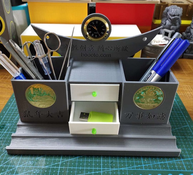 3D打印桌面收纳笔筒B21-PLA环保材料-博易特智能